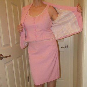 NANETTE LEPORE Women's 3 Piece Pink Seersucker Suit Size 14